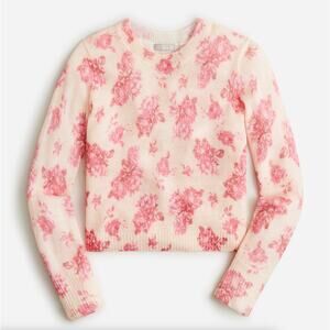 J. Crew Pink Floral Crew Neck Sweater